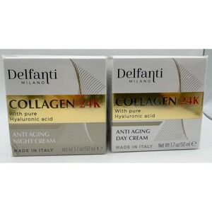 2 Delfanti Milano Collagen 24K Anti Aging Day Cream Hyaluronic 1.7 oz Sealed